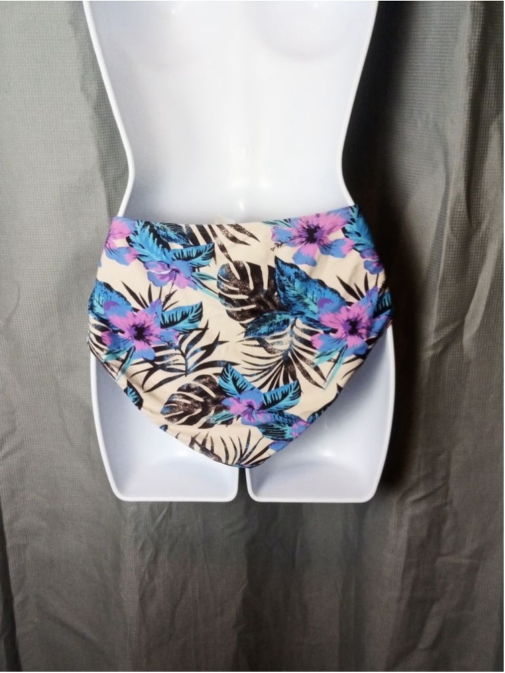 Venice Beach Bikini Bottoms Beige Blue Floral Size 12 - Picture 2 of 4